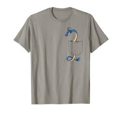 Blaue Drache in Brusttasche Motiv für Herren Damen Kinder T-Shirt von Süße Tiere, Miezen in Taschen - Pocket Animals