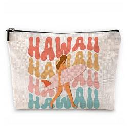 Retro Groovy Hawaii Aloha Surf Girl Make-up-Tasche, Sommer Strand Leben Surfen Mädchen Kosmetiktasche, Geschenke für Strandliebhaber, Surf-Enthusiasten, Surfer, Frauen Mädchen von Sufamb