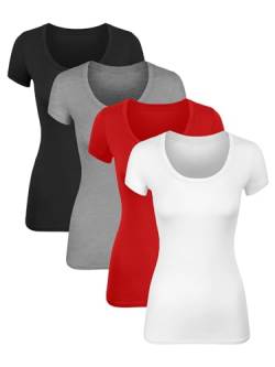 Sugar Sunday Langes Baumwoll-Camisole Spaghettiträger Tank Top für Frauen Basic Cami Tops Damen Unterhemden Pack 1–4, 4er-Pack – Schwarz, H Grau, Rot, Weiß, XXX-Large Mehr von Sugar Sunday