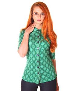 SugarShock Damen Bluse 60er Jahre Retro Style Jersey Shirt Tizita, Größe:M, Farbe:Grün von SugarShock