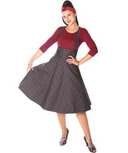 SugarShock Valentina Tartan Petticoat Hosenträger Teller Rock, Größe:M, Farbe:schwarz Oliv von SugarShock