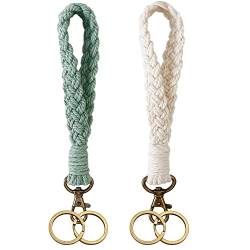 Sugeru® 2 Stück Geflochtener Schlüsselanhänger | Makramee | Boho Zubehör | Schlüsselbund,Keychain | Geschenke für Sie | Brautjungfern Geschenkideen | Geschenke für Mama & Schwestern & Freunde von Sugeru