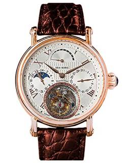 SE8007GW Seakors Tourbillon Seagull ST8007 Uhrwerk Saphir Kristall Mechanische Herren-Armbanduhr 1963 von Sugess