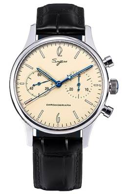 SUGESS Seagull ST1901 40 mm Elfenbein Chronograph Saphir Display Rückseite 1963 BNIB, gelb von Sugess