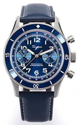 SUGESS Seagull ST1901 Chronograph für Luftfahrt, 42 mm, Blau, blau von Sugess