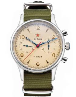 Seagull 1963 Herren-Chronograph, 40 mm, Saphirglas, ST1901, Uhrwerk, SU1963RD40N, grün, Modern von Sugess