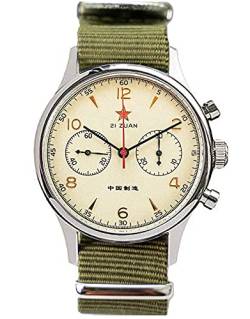 Seagull 1963 Herren-Chronograph, 40 mm, Saphirglas, ST1901, Uhrwerk, SU1963S40, grün, 40 mm, Armband von Sugess