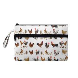 Suhoaziia Damen-Handtasche mit Hahnmuster, Geldbörse, für Make-up, Kulturbeutel, geeignet für Outdoor, Einkaufen, Büro von Suhoaziia