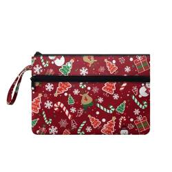 Suhoaziia Damen-Handtaschen mit Handgelenkschlaufe, Make-up-Kulturbeutel, Handyhalter, Reise-Organizer mit Taschen, Weihnachten, Small von Suhoaziia