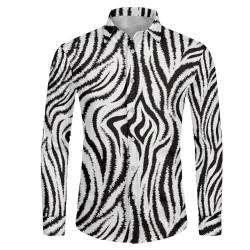 Suhoaziia Herren Langarm Kleid Hemd Slim Fit Casual Grafik Business formelle Button Down Hemden, Zebramuster, M von Suhoaziia