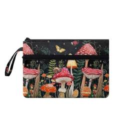 Suhoaziia Mushroom Forest Damen-Handtaschen mit Reißverschluss, Münzkartenhalter, Damen-Geldbörse von Suhoaziia
