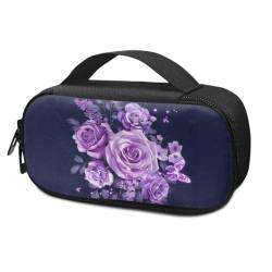 Suhoaziia Purple Rose Insulinkühler-Reisetasche, isolierte Diabetiker-Tasche mit Griff, tragbare Medikamentenkühltasche für Insulinstifte und Blutzuckermessgeräte von Suhoaziia