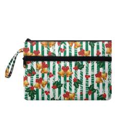 Suhoaziia Xmas Bell Damen-Handtaschen mit Handgelenk, Weihnachtstasche, Kleingeldbörse für Frauen, Kreditkartenhalter, Reisetaschen mit Fronttasche von Suhoaziia