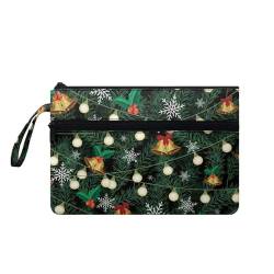 Suhoaziia Xmas Trees Bell Damen-Handtaschen mit Handgelenk, Handy-Halter, Taschen, Reise-Organizer, Geldbörse mit Vordertasche, tragbare Reißverschlusstasche von Suhoaziia