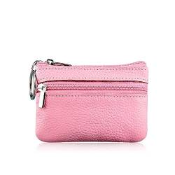 Suillty Unisex Damen Mädchen Mini Leder Geldbörse Reißverschluss Schlüssel Aufbewahrung Tasche Taschen Kreditkartenhalter Brieftasche Beutel mit Schlüsselanhänger, Pink, Einheitsgröße, Casual von Suillty