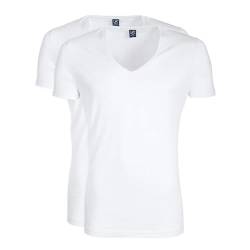 Suitable Vibamboru T-Shirts Tiefe V-Ausschnitt Weiß 2-Pack - Grösse L - Herren - Bekleidung - Slim-fit - 3160 DeepV Bambo Vibamboru von Suitable