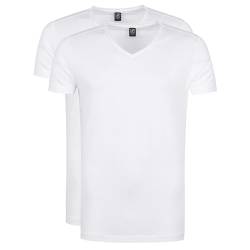 Suitable Vitasu T-Shirt V-Auschnitt Weiß 2-Pack - Grösse S - Herren - Bekleidung - Slim-fit - 175-2 Vitasu Vneck von Suitable