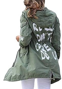 Damen Mantel Stil I Really Don't Care Do U Gedruckt Melania Trump Grün Baumwolle Cargo Lange Jacke, grün, 42 von Suiting Style