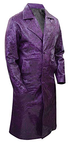 Herren Joker Suicide Squad Mantel | Krokodil Textur Ungerechtigkeit Joker Lila Trenchcoat Kostüm für Halloween, violett, XL von Suiting Style