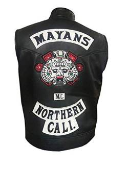 Herren Mayans MC JD Pardo Northern Cali Ezekiel Reyes schwarz Biker Echtlederweste, Aus Echtleder, XXL von Suiting Style