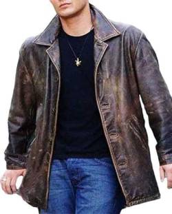 Herren Supernatural Dean Winchester Jensen Ackles Distressed Leder Trenchcoat Jacke, Braun, Used-Optik, L von Suiting Style