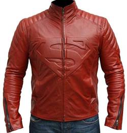 Smallville Clark Kent Man of Steel Superman-Lederjacke für Herren, rot, L von Suiting Style