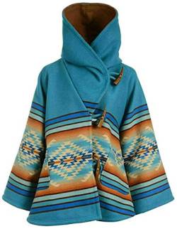 Suiting Style Damen Western Cowgirl Indianer Blau Kapuze Fleece Poncho Mantel, blau, 36 von Suiting Style