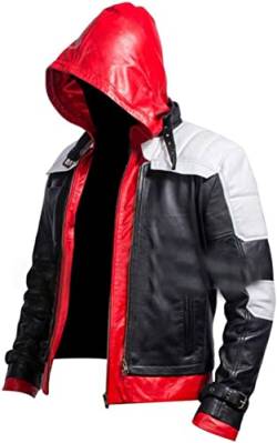Suiting Style Herren Superheld Red Hood Lederjacke + Weste Batman Arkham Knight Jason Todd 2 in 1 Bikerjacke, mehrfarbig, XL von Suiting Style