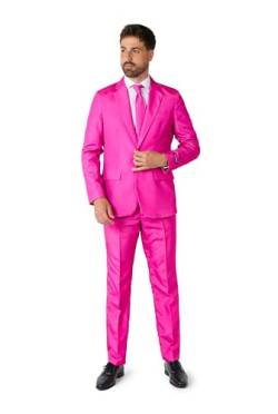 Suitmeister Anzüge für Herren - Mit Jackett, Hose und Krawatte mit Festlichen Print Solid Pink, Farbe Pink (Solid Pink) Size XL (EU58) von Suitmeister