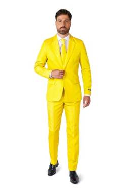 Suitmeister Anzüge für Herren - Mit Jackett, Hose und Krawatte mit Festlichen Print Solid Yellow - XL von Suitmeister