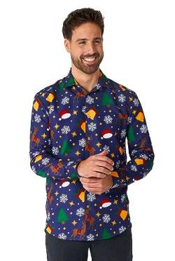 Suitmeister Christmas Iconen Blauw Blouse Man von Suitmeister