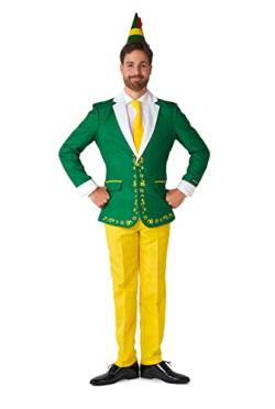 Suitmeister Herrenkostüm - Elf Weihnachten Halloween Outfit Set - Grün, Gelb - Enthält Weihnachtsblazer, Hose, Krawatte von Suitmeister