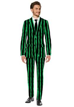 Suitmeister Schwarzer Anzug mit im Dunkeln leuchtenden Streifen für Herren, der Anzug leuchtet im Dunkeln, perfekt für Halloween, Kostüm-Partys oder jede andere Gelegenheit, Größe M von Suitmeister