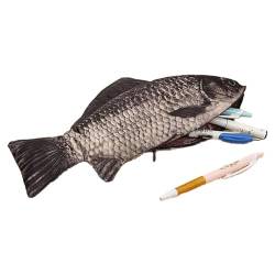 Sujurio Fischförmiges Federmäppchen Neuheit Fisch-Stifttasche Lustiges Federmäppchen Kreative Fisch-Stifttasche von Sujurio