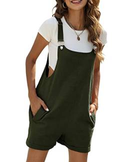 Sukany Damen Sommer Casual Baumwolle Leinen Kurze Overalls Verstellbare Träger Bib Shortalls mit Taschen, armee-grün, 36 von Sukany