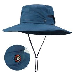 Sukeen Fischerhut mit Knopfverstellung, UV-Schutz Sonnenhut mit Breiter Krempe, Outdoor-Hut mit Abnehmbarem Oberkopf, Angeln und Wandern Herren Damen von Sukeen