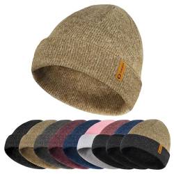 Sukeen Unisex Beanie-Mtze, Strickmütze Herren Damen, Wintermütze Strickmütze, Cuffed Hats Weich & Warm, Kopfbedeckung aus Jersey Baumwolle mit Elasthan-Anteil, Einheitsgröße von Sukeen