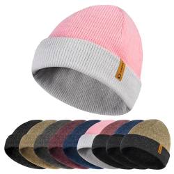 Sukeen Unisex Beanie-Mtze, Strickmütze Herren Damen, Wintermütze Strickmütze, Cuffed Hats Weich & Warm, Kopfbedeckung aus Jersey Baumwolle mit Elasthan-Anteil, Einheitsgröße von Sukeen