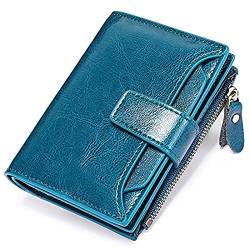 SUKORI Damen Geldbörsen Small Wallet for Women Genuine Leather Bifold Compact Blocking Multifunction Womens Wallet (Color : Blue) von Sukori