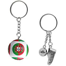 Suliken 2 Stück Mini fussball Schlüsselanhänger,Fussball schuh und Ball Schlüsselanhänger, Sport Schlüsselanhänger für Fußball Schlüsselanhänger Sport Geschenk(Portugal) von Suliken