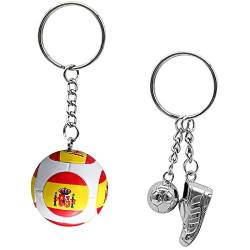 Suliken 2 Stück Mini fussball Schlüsselanhänger,Fussball schuh und Ball Schlüsselanhänger, Sport Schlüsselanhänger für Fußball Schlüsselanhänger Sport Geschenk(Spanien) von Suliken