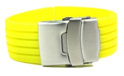 Gelbes Armband aus Silikon, Taucher, 24 mm, Faltschließe, Armband, Sport von Sulla