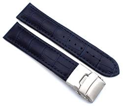 Sulla 18mm Uhrenband Alligator Prägung Genuine Leder Armband mit Faltschließe aus Edelstahl Dunkel blau von Sulla