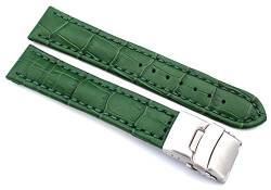 Sulla 18mm Uhrenband Alligator Prägung Genuine Leder Armband mit Faltschließe aus Edelstahl Grün von Sulla