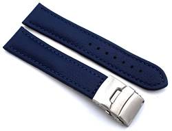 Sulla 18mm Uhrenband Genuine Leder Armband mit Faltschließe aus Edelstahl Königsblau von Sulla