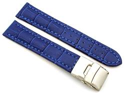 Sulla 22mm Uhrenband Alligator Prägung Genuine Leder Armband mit Faltschließe aus Edelstahl Königsblau von Sulla