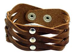 Sulla Breites braunes Lederarmband modisches Leder Armband Band mit Druckknöpfen handgemacht in Deutschland für das Handgelenk Armreif von Sulla
