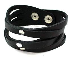 Sulla Breites schwarzes Lederarmband modisches Leder Armband Band mit Druckknöpfen handgemacht in Deutschland für das Handgelenk Armreif von Sulla