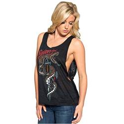 Sullen Clothing - Sullen Angels Damen Burnout Tank Top Tattoomaschine und Schlange - Protect The Trade T-Shirt Ärmellos (L) von Sullen