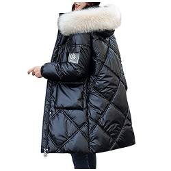 SumLeiter Damen Daunenjacke warme mittellange Mantel slim fit Daunenmantel Winterjacke mit Kapuze mittellange Mantel Winterdicke Steppjacke elegant puffer mantel Wintermantel Parka mode Outdoorjacke von SumLeiter